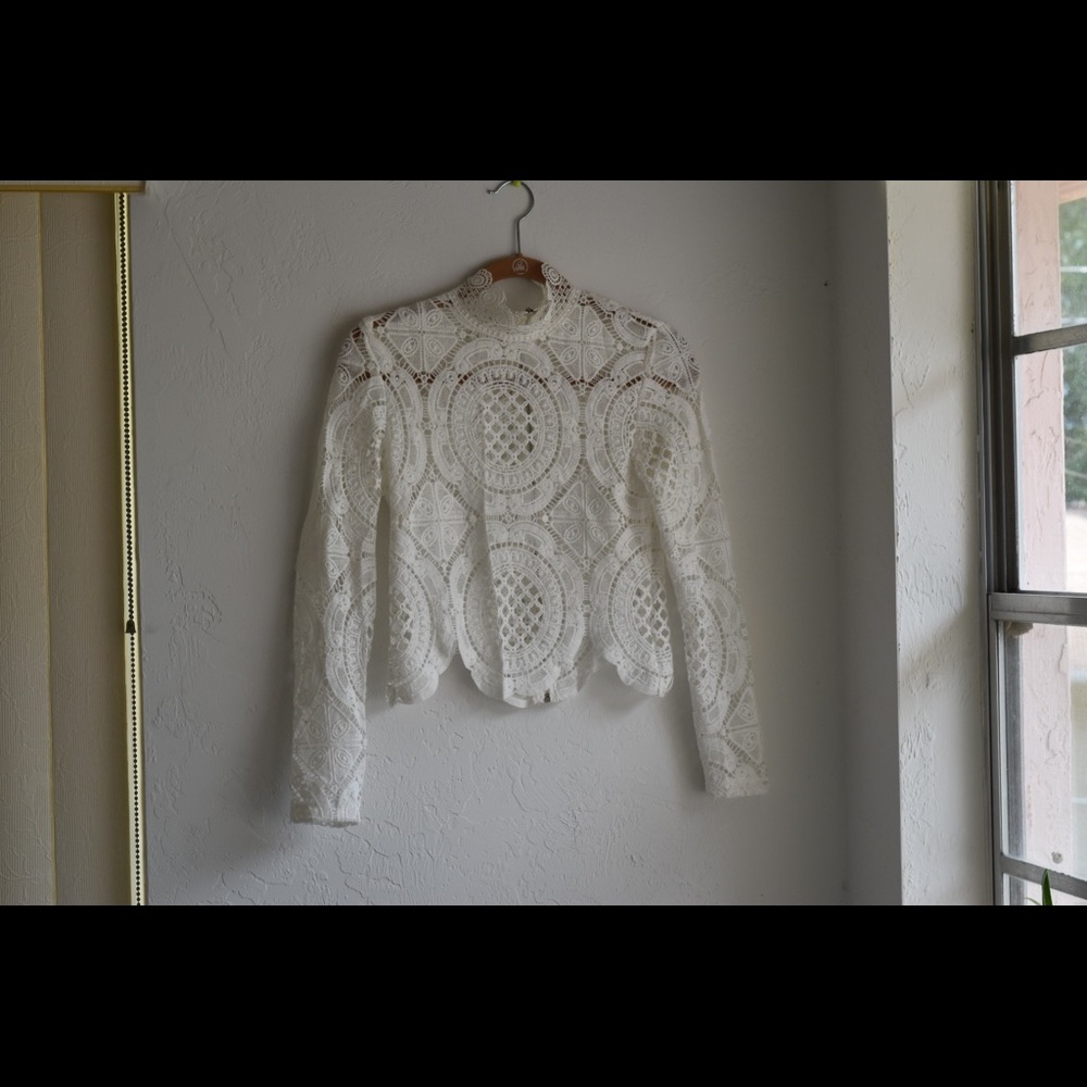 Shein lace white top